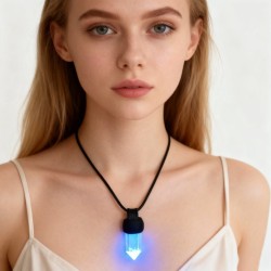  Geometric Crystal Pillar Point Hexagon Hexagonal Prisms Jewelry Handmade Blue Crystal Clear Crystal Necklace