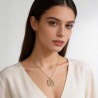  Alphabet Hebrew Chai Jewish Kabbalah Religious Jewelry Gold Plated Copper Metal Cubic Zirconia Necklace