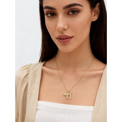  Alphabet Hebrew Chai Jewish Kabbalah Religious Jewelry Gold Plated Copper Metal Cubic Zirconia Necklace