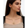  Alphabet Hebrew Chai Jewish Kabbalah Religious Jewelry Gold Plated Copper Metal Cubic Zirconia Necklace