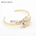Crystal Gold Plated Cuff Bangle Raw Wire Wrapped Free Form Nugget Gold Plated Rose Quartz Crystal Bangle