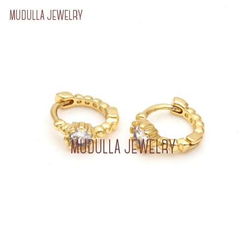 Copper Jewelry Earrings Gold Earrings Gold Plated Gold Plated Cubic Zirconia Round Shape Earrings